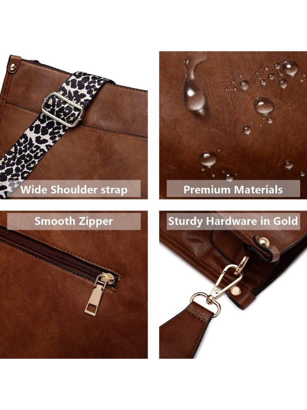 New Vegan Leather Crossbody Bags for Women Purse Shoulder Bag - Picture 5 of 6
